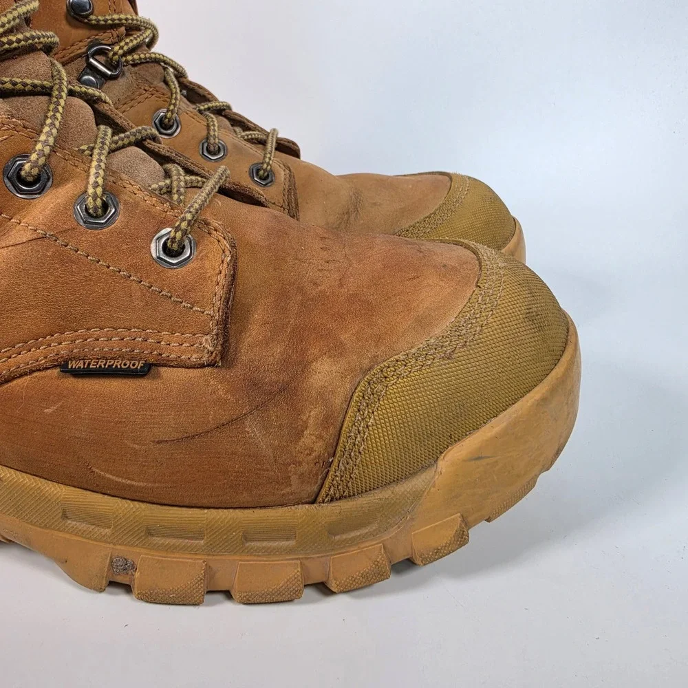 Carhartt Waterproof Work Boots Men's 12 Brown Leather Soft Toe Lace Up Workwear